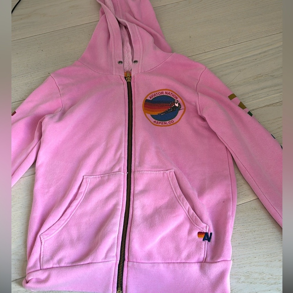 Cute aviator nation zip up! Small unnoticeable stains pictured, high end quality